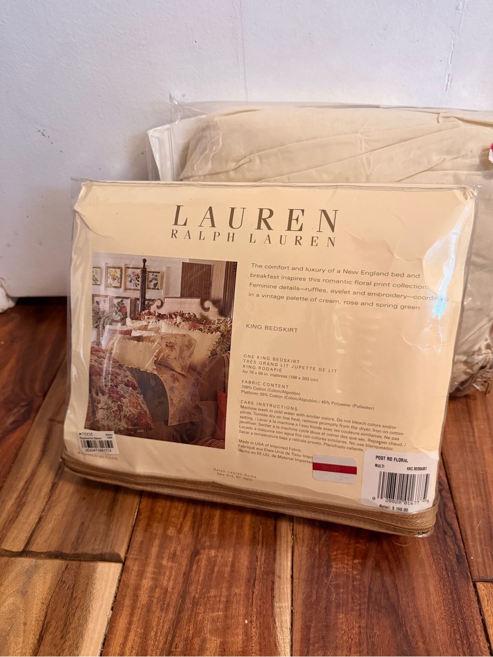 Lauren Ralph Lauren Cream King Bed Skirt with RLL Monogram - Picture 5 of 6